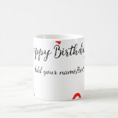 Mug Red heart shaphappy anniversaire ajouter nom texte (Centre)