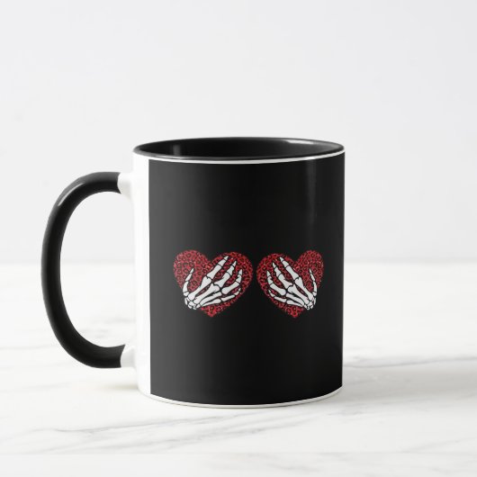 Mug Red Heart Skeleton Mains Classique (Gauche)