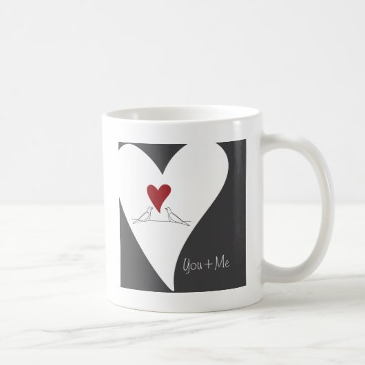 Mug Red Heart White Doves en amour Rustique moderne (Droite)