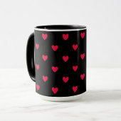 Mug Red Hearts Black Medium Motif sans couture (Devant gauche)