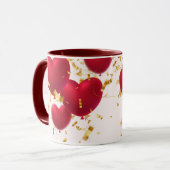 Mug Red Hearts Gold Confetti (Devant gauche)