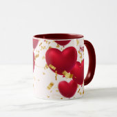 Mug Red Hearts Gold Confetti (Devant droit)