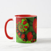 Mug Red Hearts Lime Green Modern Abstrait Nom fractal (Gauche)
