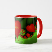 Mug Red Hearts Lime Green Modern Abstrait Nom fractal (Devant droit)