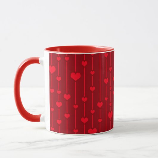 Mug Red Hearts popular pattern (Gauche)