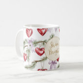Mug Red Hearts Purple Bows Noël Parties scintillant or (Devant gauche)