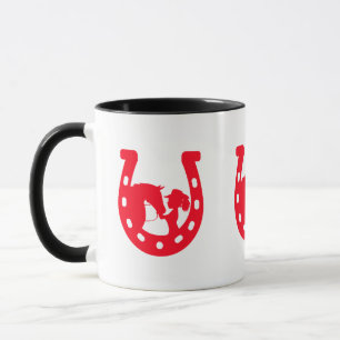 Mug Red Horseshoe Girl and Horse
