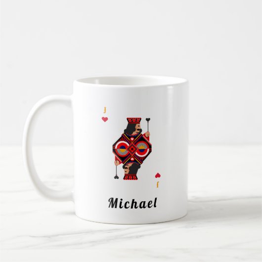 Mug Red Jack of Hearts Poker Card Nom du joueur de jeu (Gauche)