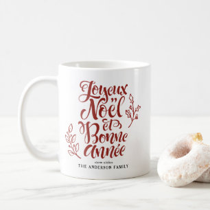 Mug Red Joyeux Noël et Bonne Année Calligraphie