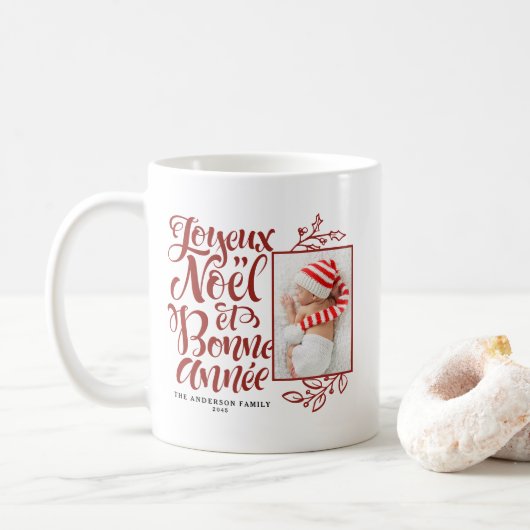 Mug Red Joyeux Noël et Bonne Année Photo (Avec donut)