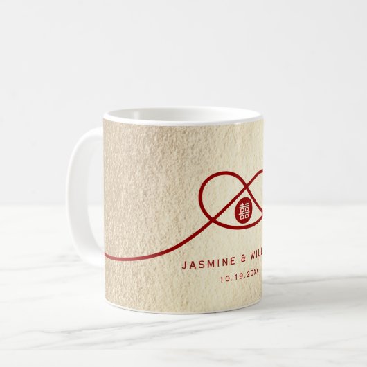 Mug Red Knot Union Double Bonheur Mariage chinois (Devant gauche)