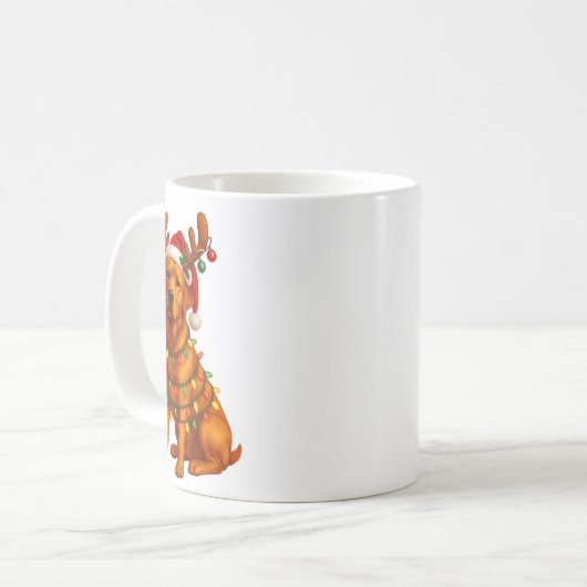 Mug Red Lab Christmas Tree Light Pajama Labrador Dog L (Devant gauche)