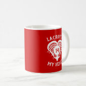 Mug Red Lacrosse Mon Coeur (Devant droit)