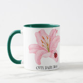 Mug Red Ladybug rose Lily Flower nom personnalisé fill (Gauche)