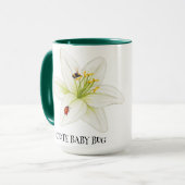 Mug Red Ladybug rose Lily Flower nom personnalisé fill (Devant gauche)
