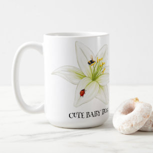 Mug Red Ladybug rose Lily Flower nom personnalisé fill