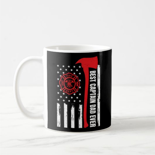 Mug Red Line American Flag Papa Fire Capitaine Pompier (Gauche)