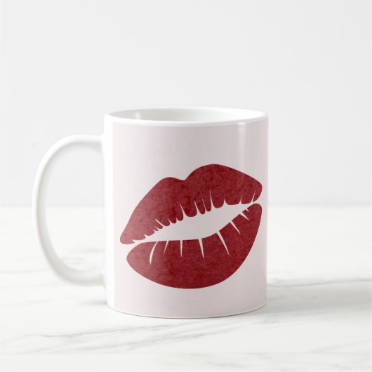 Mug Red Lip Print pour la boue de Saint Valentin (Gauche)