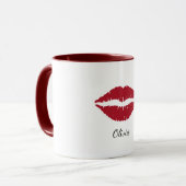 Mug Red Lips, cadeau de couple de la Saint-Valentin, (Devant gauche)