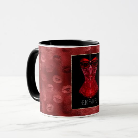 Mug Red Lips Corset  (Devant gauche)