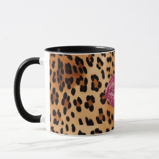 Mug Red Lips Kiss Leopard (Gauche)