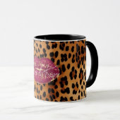 Mug Red Lips Kiss Leopard (Devant droit)