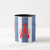 Mug Red Lobster sur Rayures de Denim Bleu et Blanc (Centre)