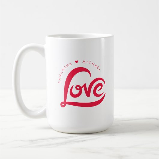 Mug Red Love Heart Valentines Day (Gauche)