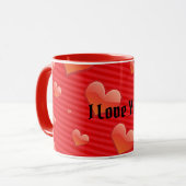 Mug Red Love Hearts, Je T'Aime, (Devant gauche)