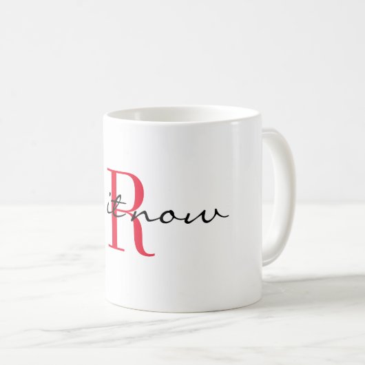 Mug Red Monogram Initial 'do it now' Design 11oz (Devant droit)
