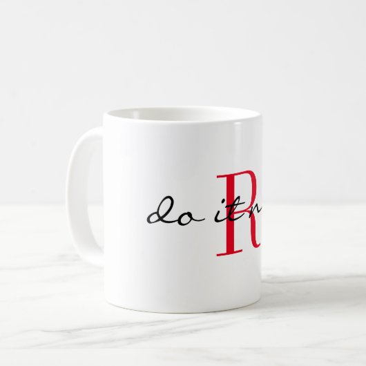 Mug Red Monogram Initial 'do it now' Design 11oz (Devant gauche)