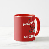 Mug RED Nom personnalisable Nurse (Devant droit)