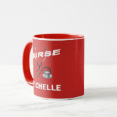 Mug RED Nom personnalisable Nurse (Devant gauche)