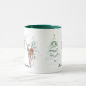 Mug Red Nose Deer dans les vacances en bois neigeux (Centre)