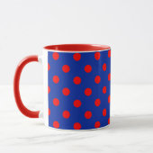 Mug Red On Blue Polka Dots Pattern Design  (Gauche)