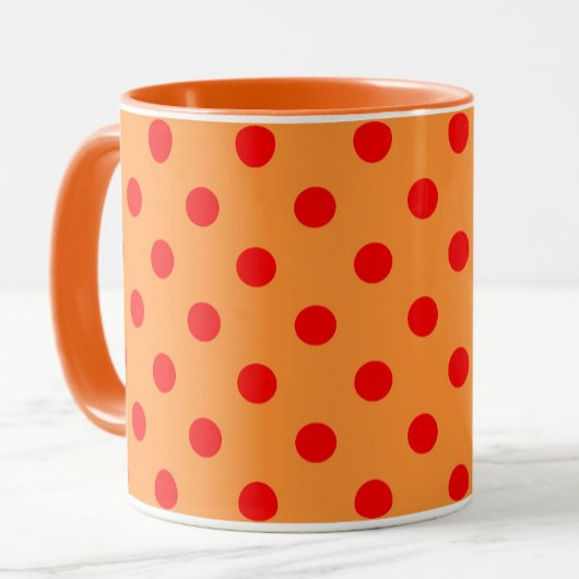Mug Red On Orange Pois Motif Design
