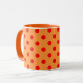 Mug Red On Orange Pois Motif Design (Devant gauche)