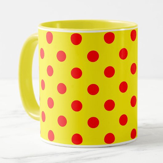 Mug Red On Yellow Polka Dots Pattern Design 