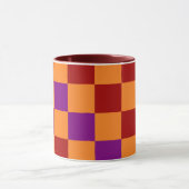 Mug Red Orange Purple Checkered Pattern Design  (Centre)