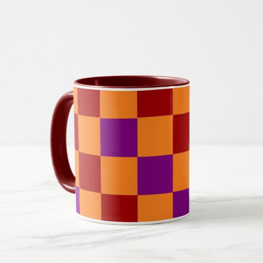 Mug Red Orange Purple Checkered Pattern Design  (Devant gauche)