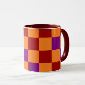 Mug Red Orange Purple Checkered Pattern Design  (Devant droit)