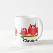 Mug Red Owls Design Personalised (Devant droit)
