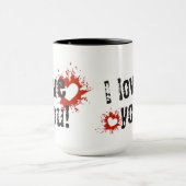 Mug Red Paint Splatter Coeurs, Je T'Aime (Centre)