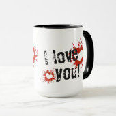 Mug Red Paint Splatter Coeurs, Je T'Aime (Devant droit)