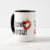 Mug Red Paint Splatter Coeurs, Je T'Aime (Devant gauche)