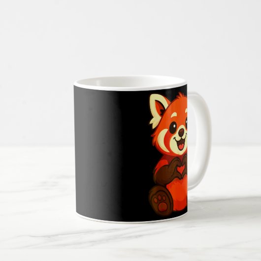 Mug Red Panda Doing Heart With Hands Valentines Day (Devant droit)