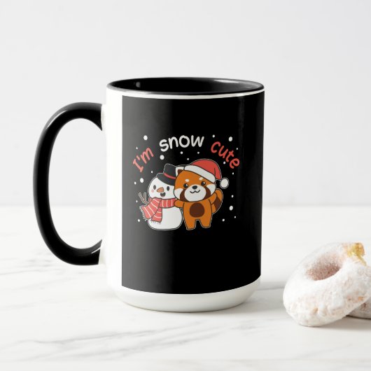 Mug Red Panda I'm Snow Cute Snowman (Avec donut)