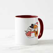 Mug Red Panda With Snowman In Winter For Christmas (Devant droit)