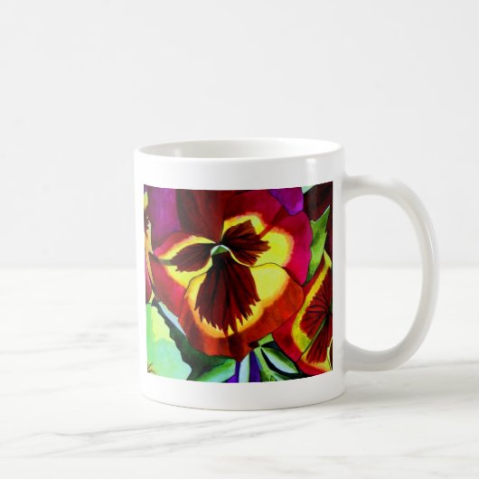 Mug Red pansies watercolor flower original art (Droite)