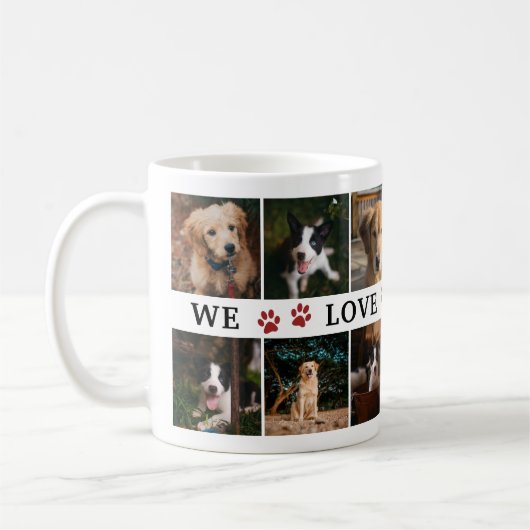 Mug Red Paws We Love You Dad Photo Collage (Gauche)